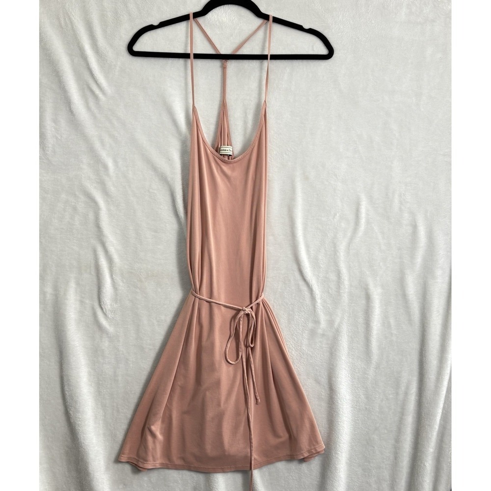 ABERCROMBIE FITCH Women Ribbed Thin Strap Sleeveless Dress Sz LT Orange 39-11